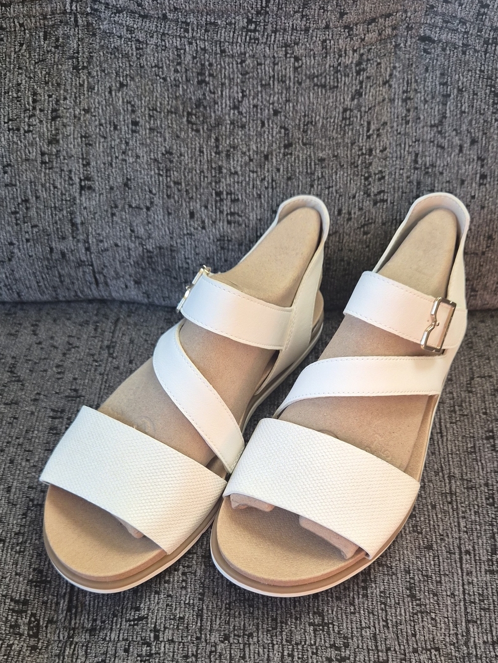 Dr. Scholl's White Strappy Slingback Sandals with Buckle